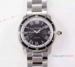 Copy Swiss Cartier Calibre Watch Stainless Steel Black Roman Dial